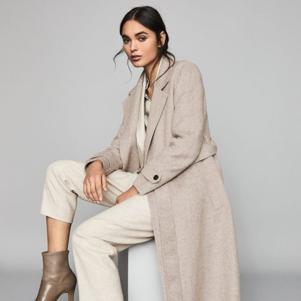 Reiss Lily Herringbone Blind Seam Overcoat